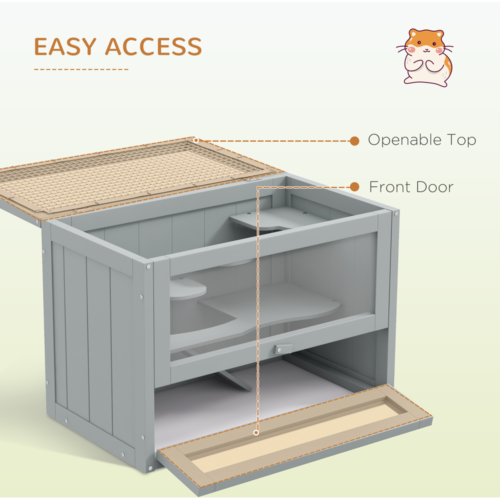 PawHut 2 Levels Wooden Hamster Cage Image 5