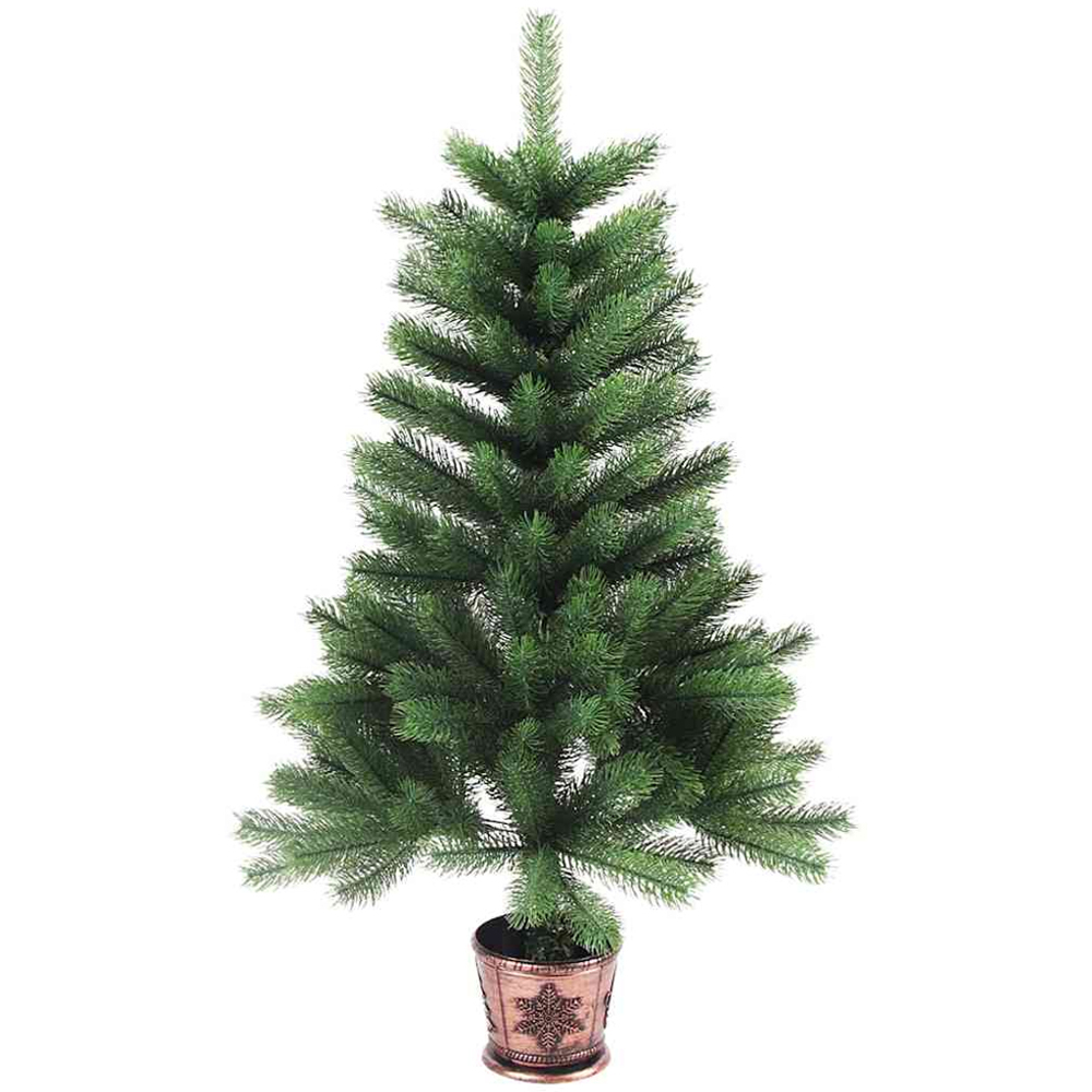 vidaXL Pre-Lit Gold Baubles Green Artificial Christmas Tree 3ft Image 5