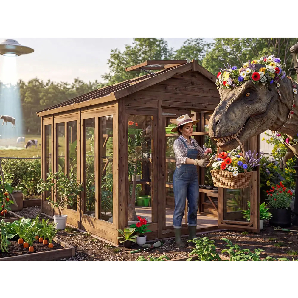 Dunster House Growzilla Brown Wooden 8 x 10ft Greenhouse Image 3