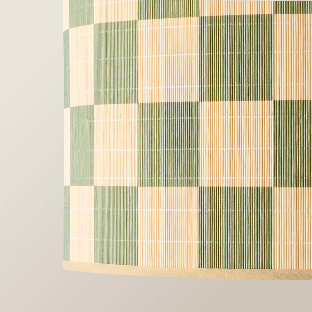 ValueLights Lori Green Check Print Bamboo Drum Easy Fit Ceiling Light Lamp Shade 45cm Image 4