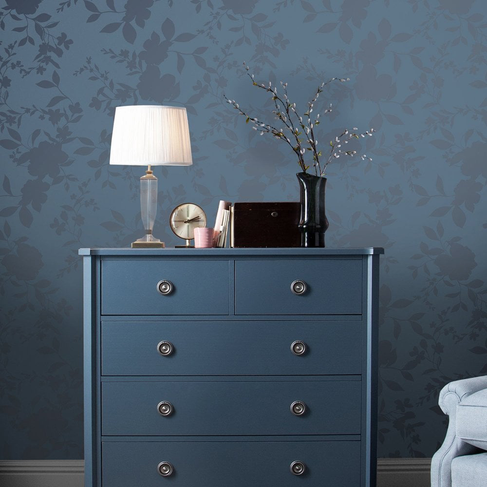 Laura Ashley Westbourne Midnight Blue Wallpaper Image 3