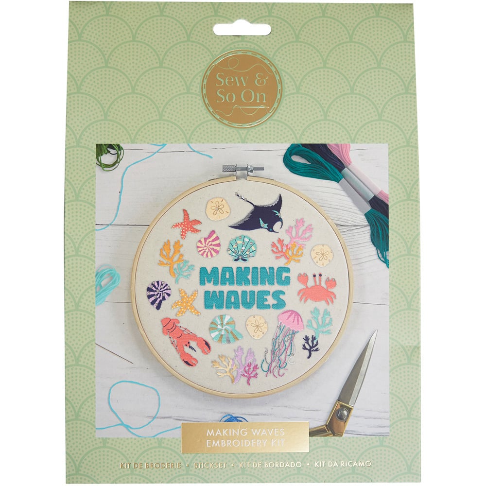 Sew & So On Making Waves Embroidery Hoop Decoration Craft Kit Image 1