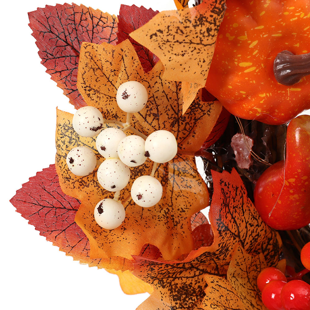 Living and Home LED Wreath with Maple Leaves Pumpkins and Berries 45cm Image 7