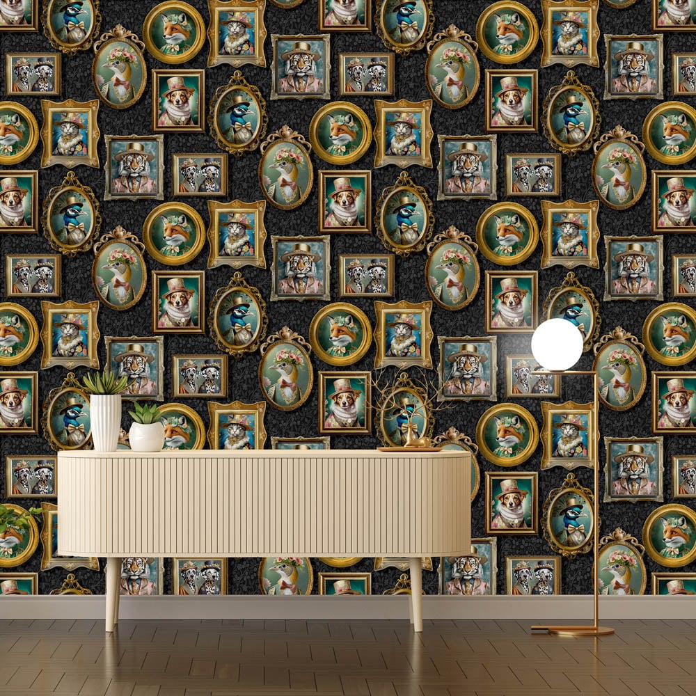 Holden Decor Regal Beasts Charcoal Wallpaper Image 3