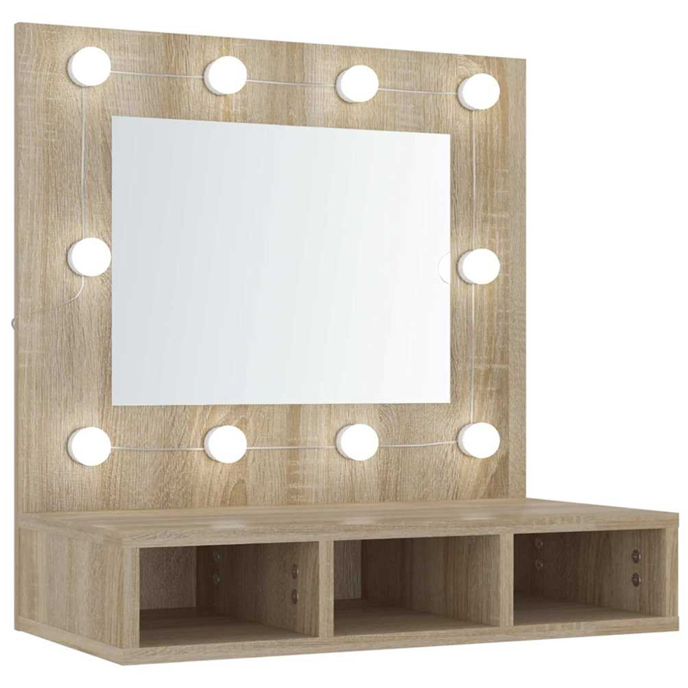 vidaXL 3 Shelf LED Sonoma Oak Mirror Cabinet Image 2