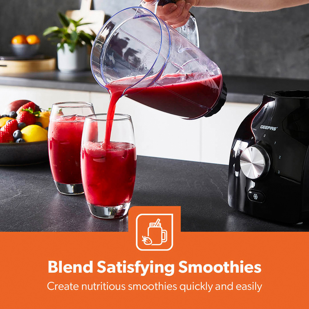 Geepas GSB44109UK-BK Black 1.8L 2-in-1 Food Jug Blender and Coffee Spice Grinder 600W Image 6