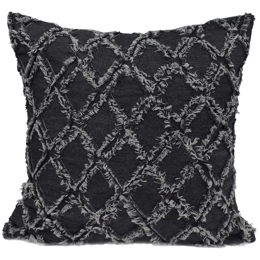 Velosso Denim Charcoal Tuft Filled Cushion 43 x 43cm 2 Pack Image 1