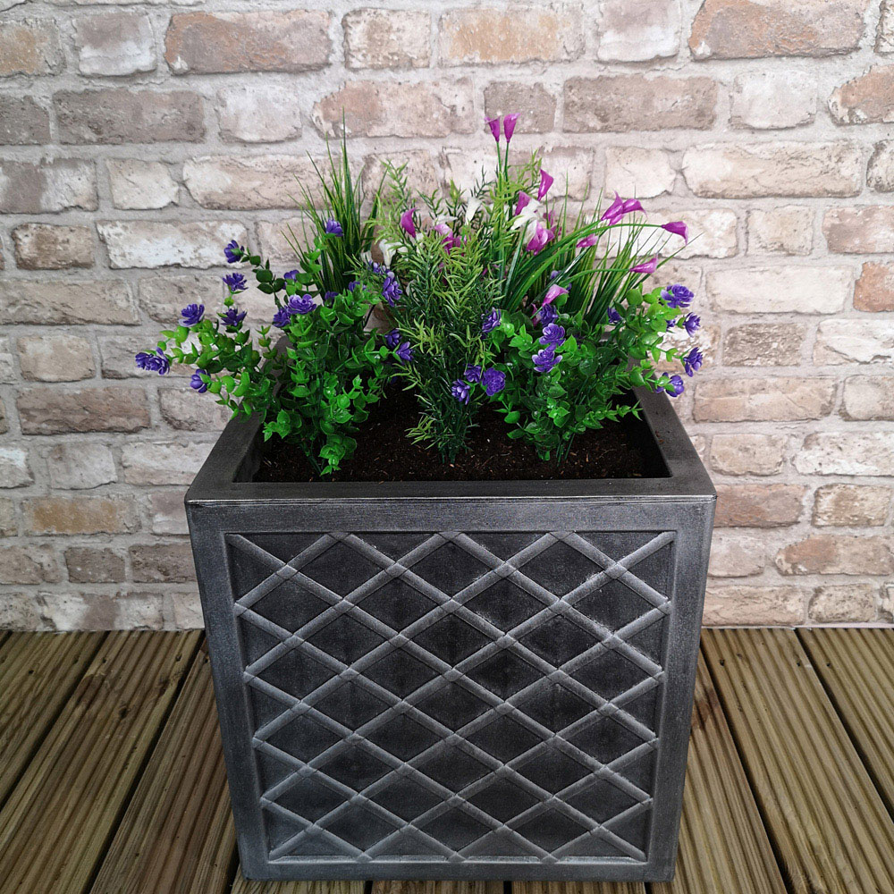 Samuel Alexander Lazio Square Grey Pewter Garden Planter 39 x 39cm Image 4