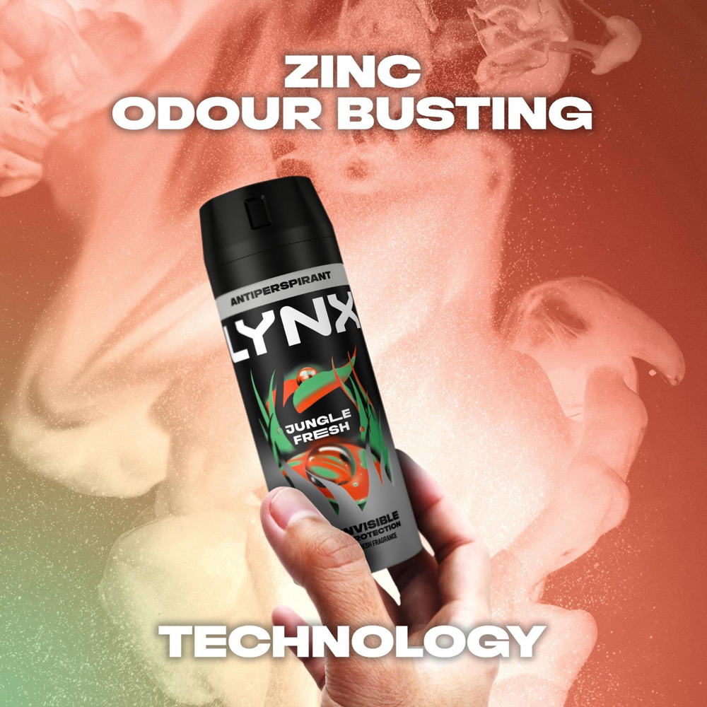 Lynx Jungle Fresh 72H Sweat Protection Anti-Perspirant Deodorant Body Spray 150ml 18 Pack Image 7