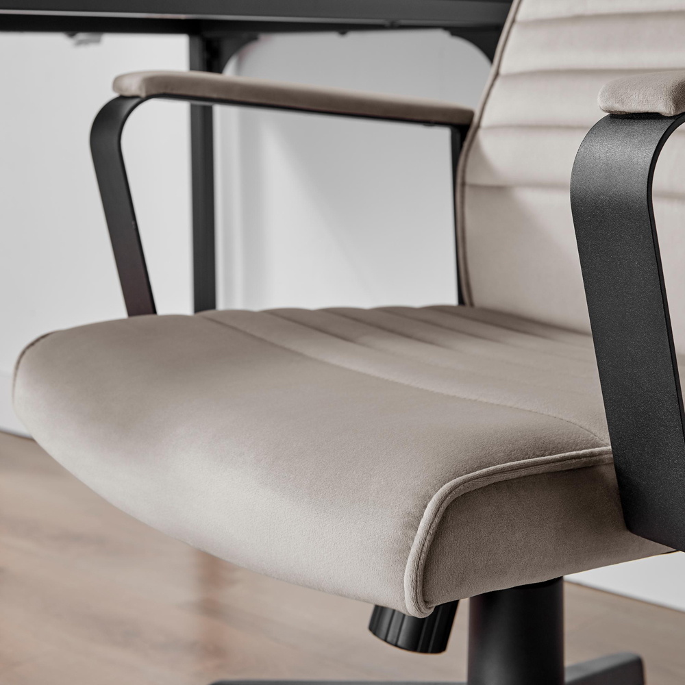 Furniturebox Central Cappuccino Beige Velvet Office Chair Image 5