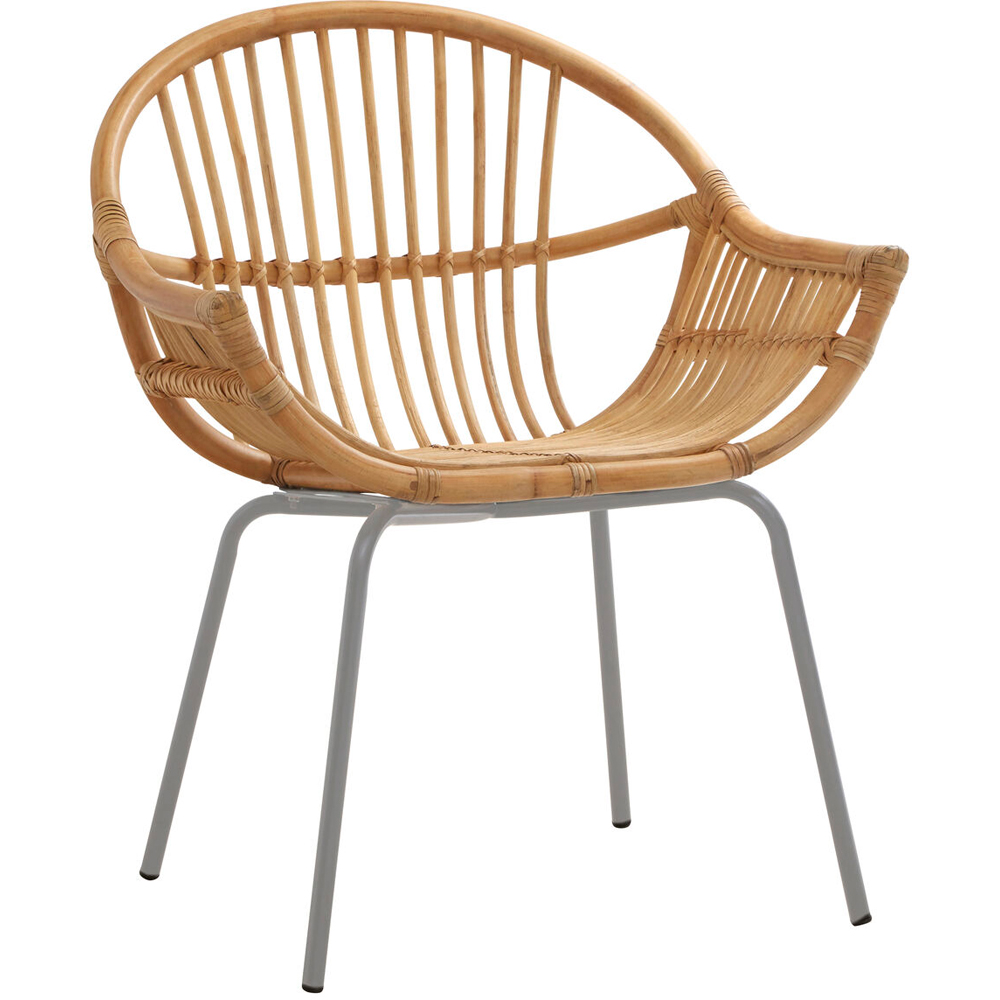 Premier Housewares Lagom Grey Metal Natural Rattan Accent Chair Image 3
