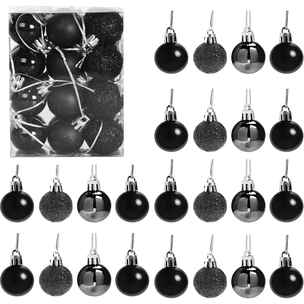 Shatchi Black Shatterproof Christmas Bauble 12 Pack Image 3