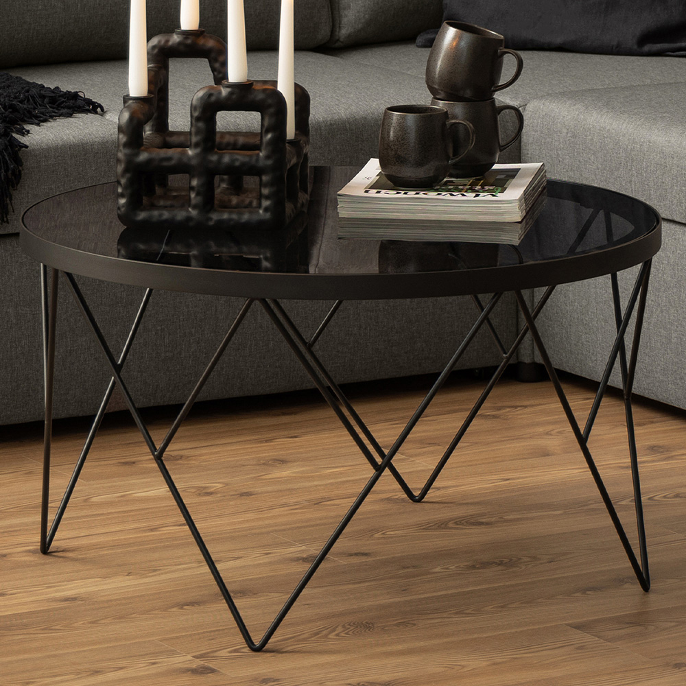 Florence Halstow Black Smoked Glass Top Coffee Table Image 1