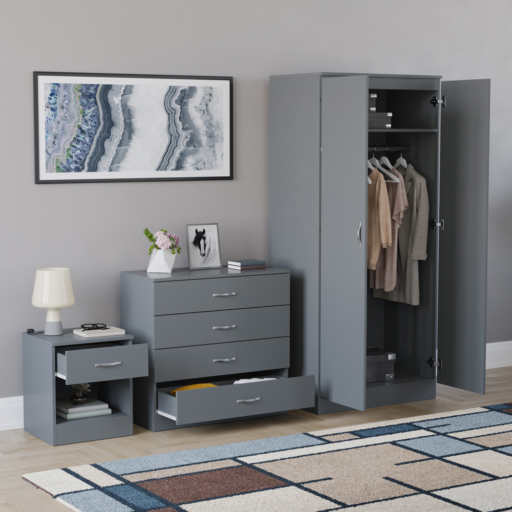 VIDA DESIGNS Riano Grey 3 Piece Bedroom Furniture Set Image 5