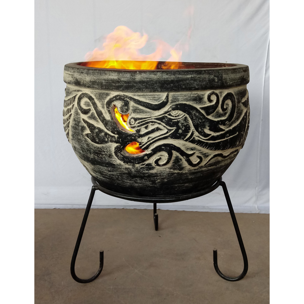 Gardeco WYND The Dragon Celtic Theme Charcoal Fire Pit with Stand Image 2