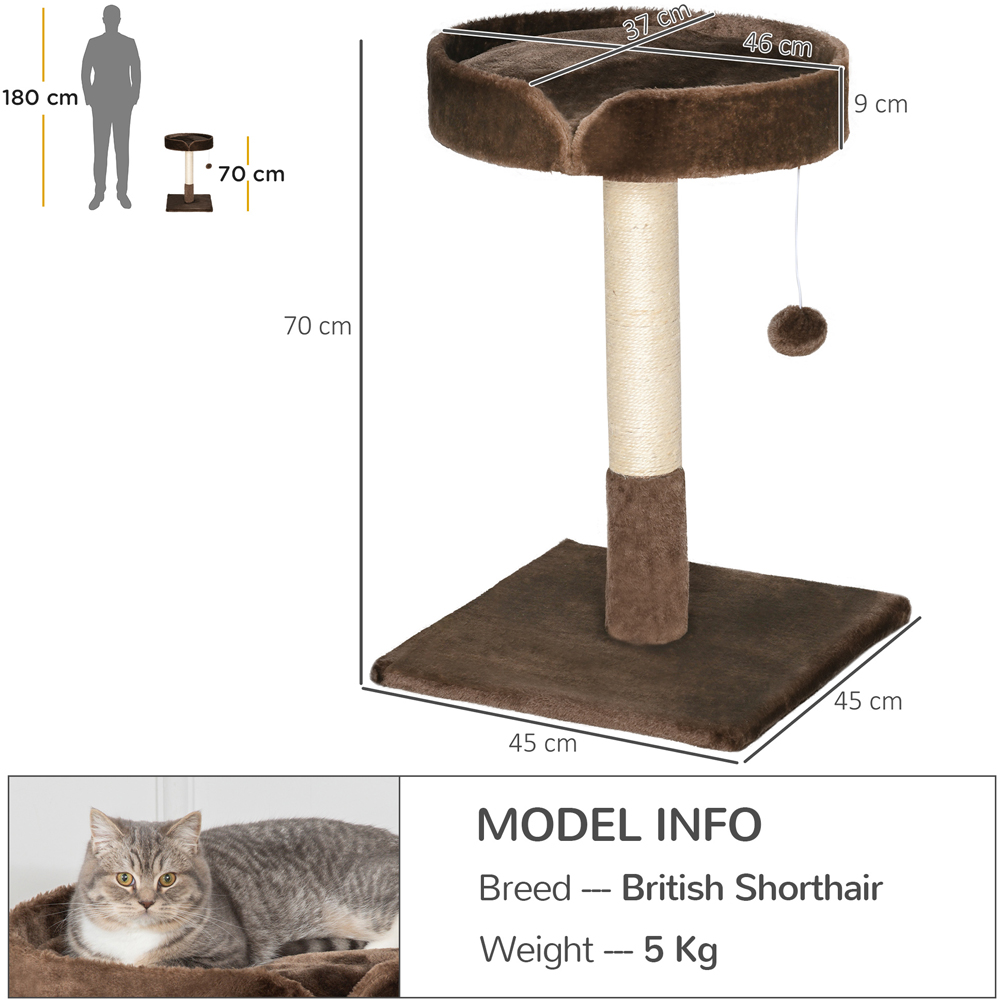 PawHut 70cm Brown Cat Activity Tree Image 6