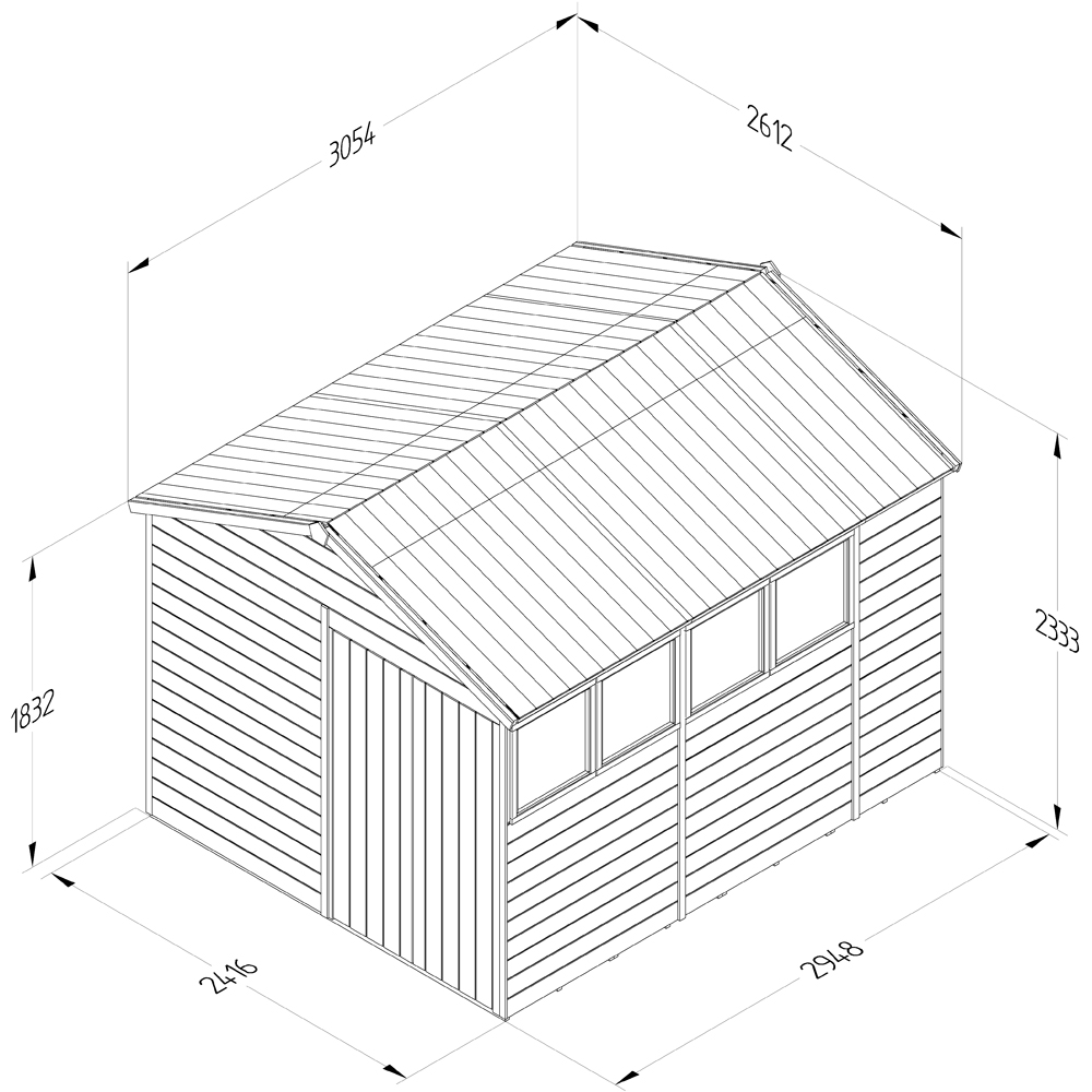 Forest Garden Timberdale 8 x 10ft Single Opening Apex Shed Image 9