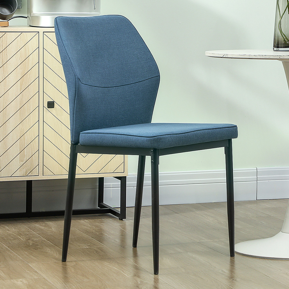 HOMCOM Set of 2 Blue Curved Back Dining Chair with Padded Seat Image 1