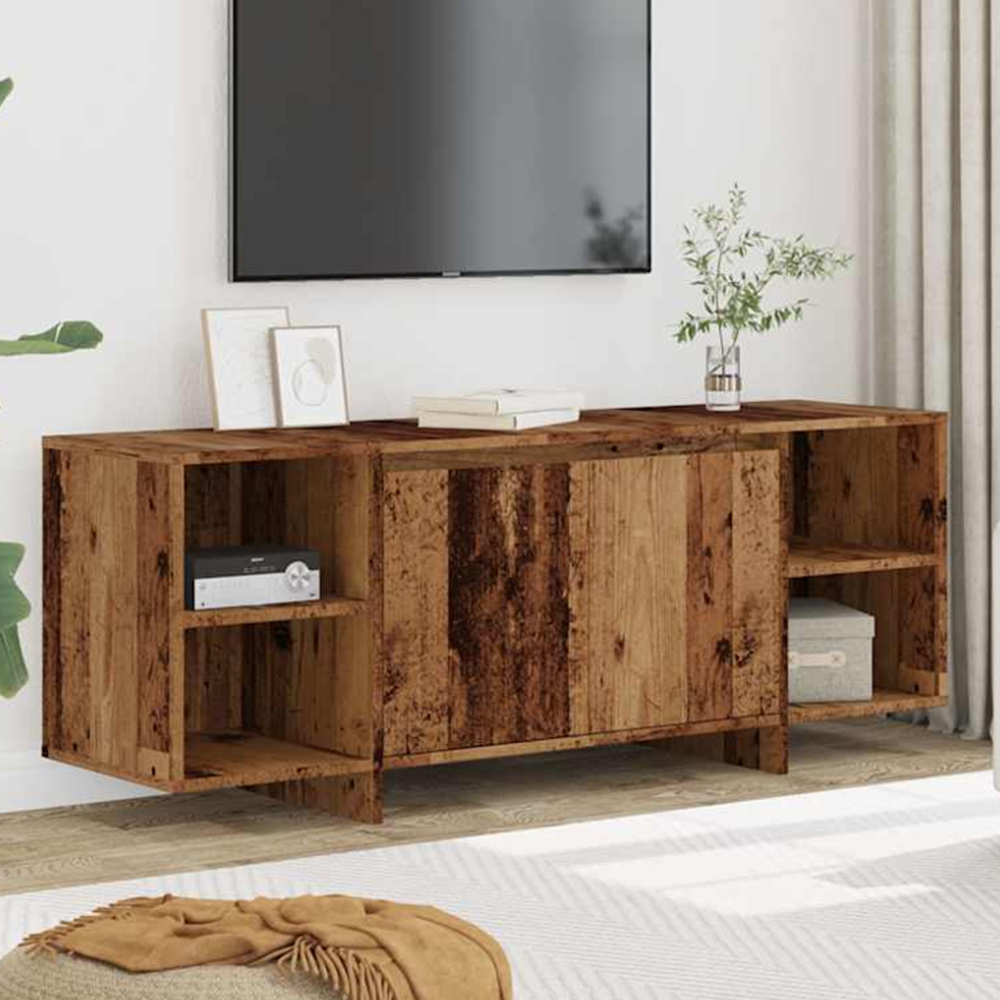 vidaXL 2 Door 4 Shelf Old Wood Wide TV Cabinet Image 1