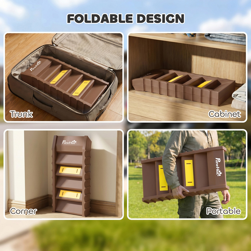 PawHut Brown Foldable Non-Slip Dog Car Ramp Image 7