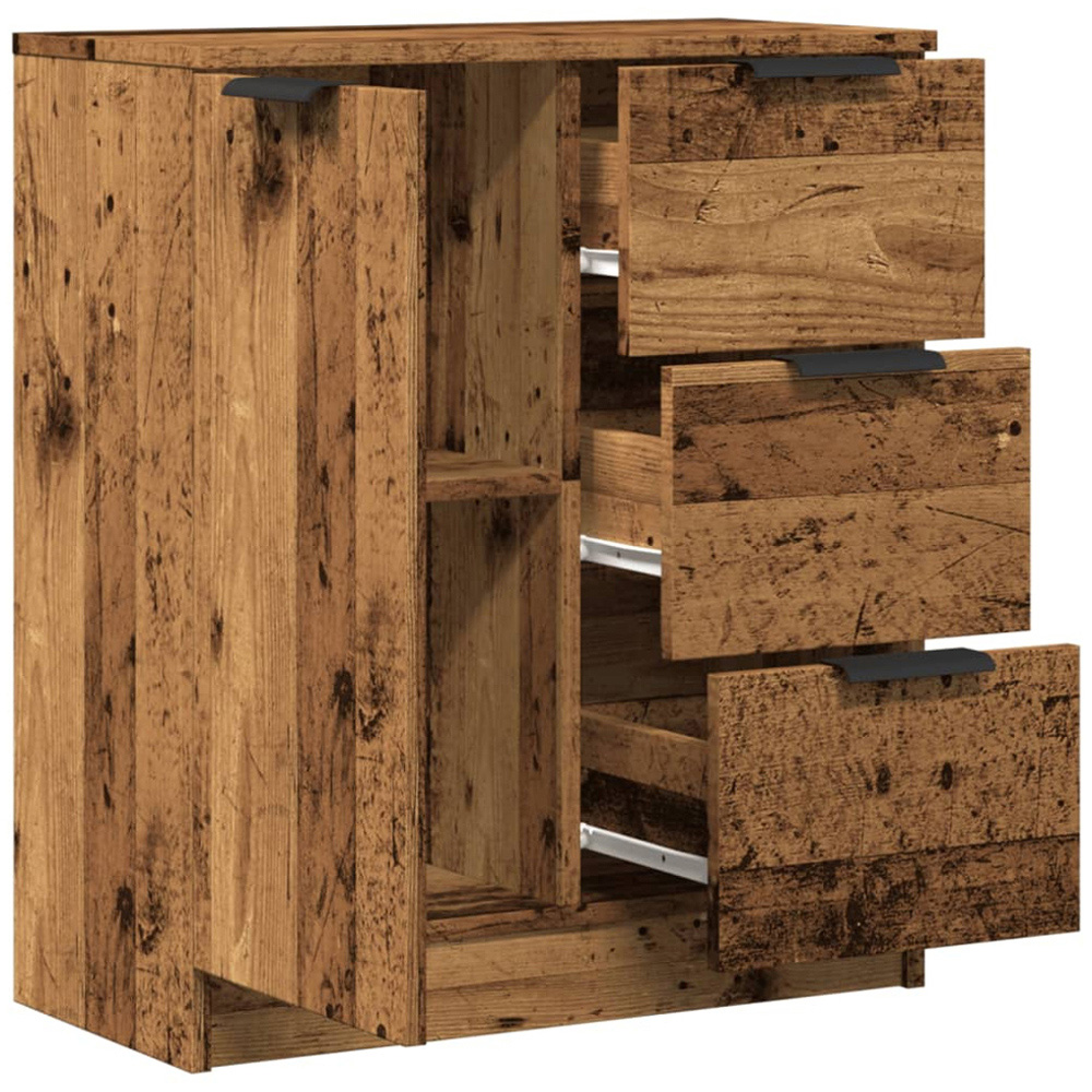 vidaXL Single Door 3 Drawer Old Wood Sideboard Image 3