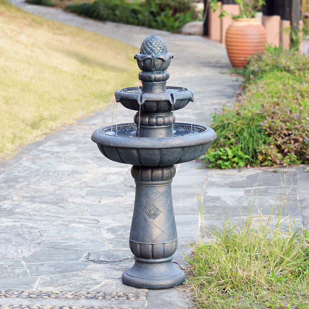 Teamson Home 2-Tier Antique Copper Birdbath Water Fountain 99cm Image 2