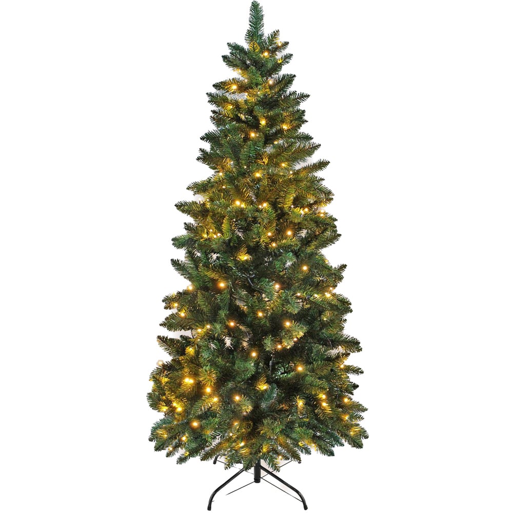 Shatchi Warm White LED Pre-Lit Slim Artificial Christmas Tree 5ft Image 1