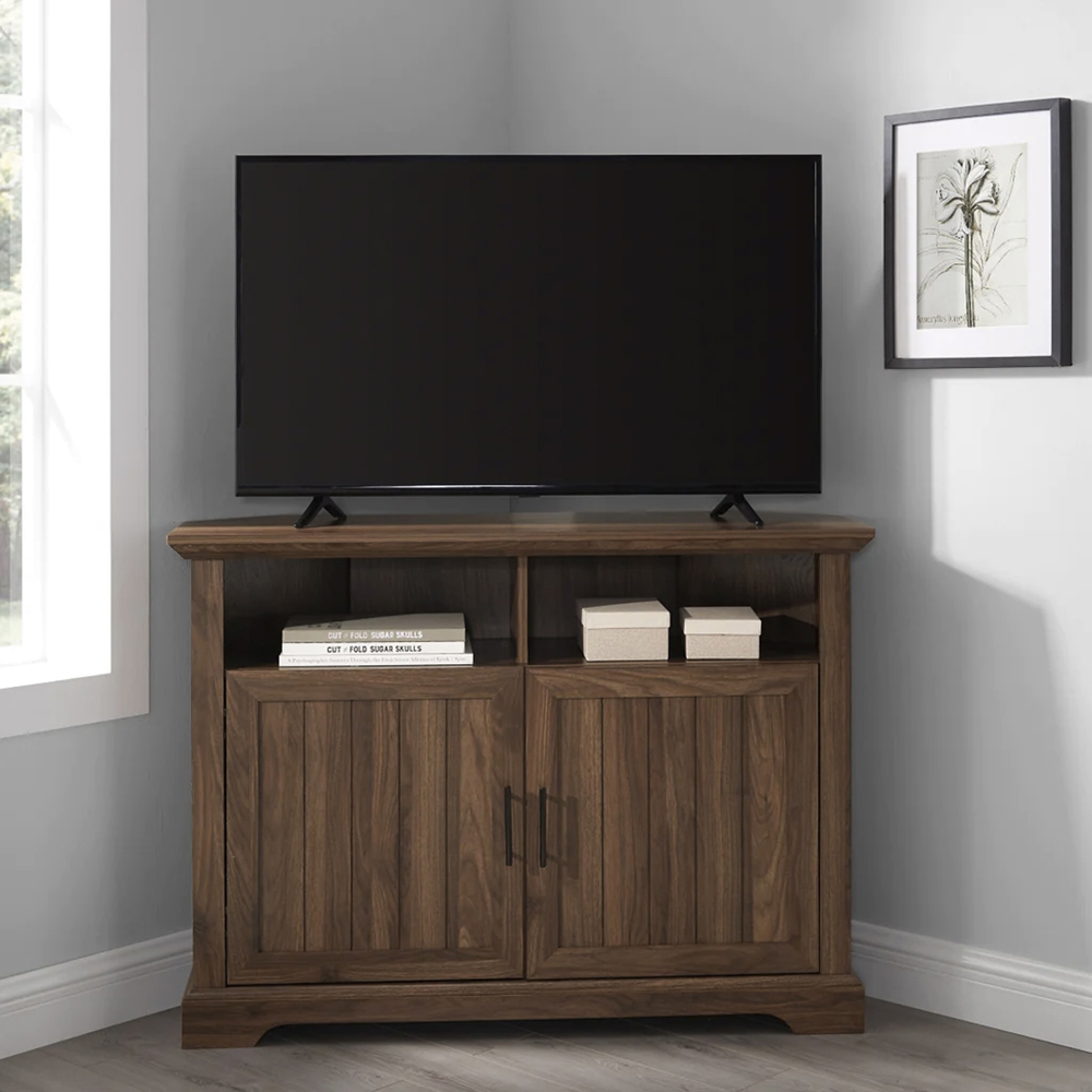 Centurion Savannah 2 Door 2 Shelf Walnut Corner TV Cabinet Image 8