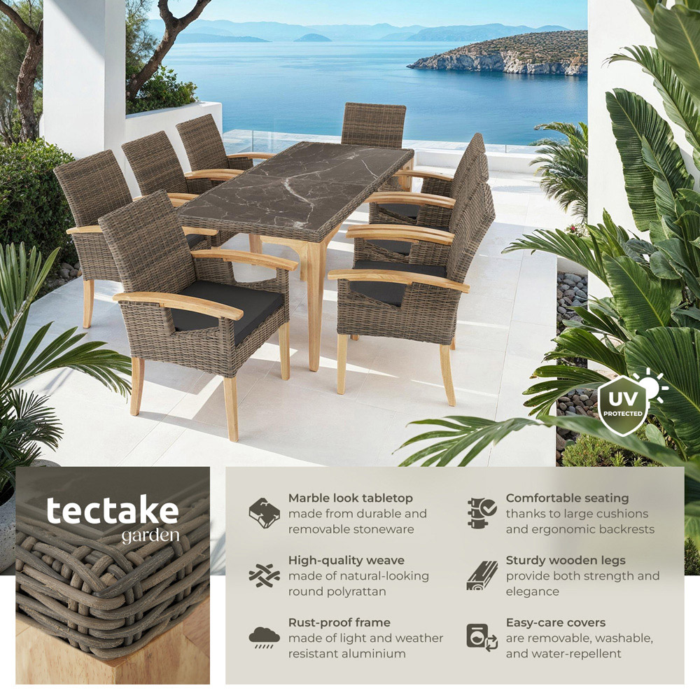 tectake Rosarno Foggia 8 Seater Garden Dining Table Nature Image 3