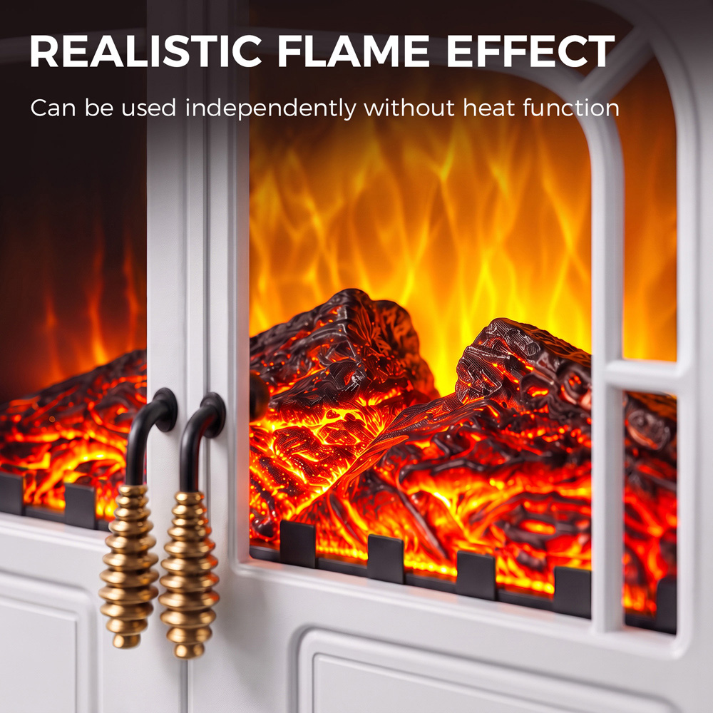 HOMCOM White Freestanding Electric Fireplace Stove with LED Fire Flame Effect Image 7
