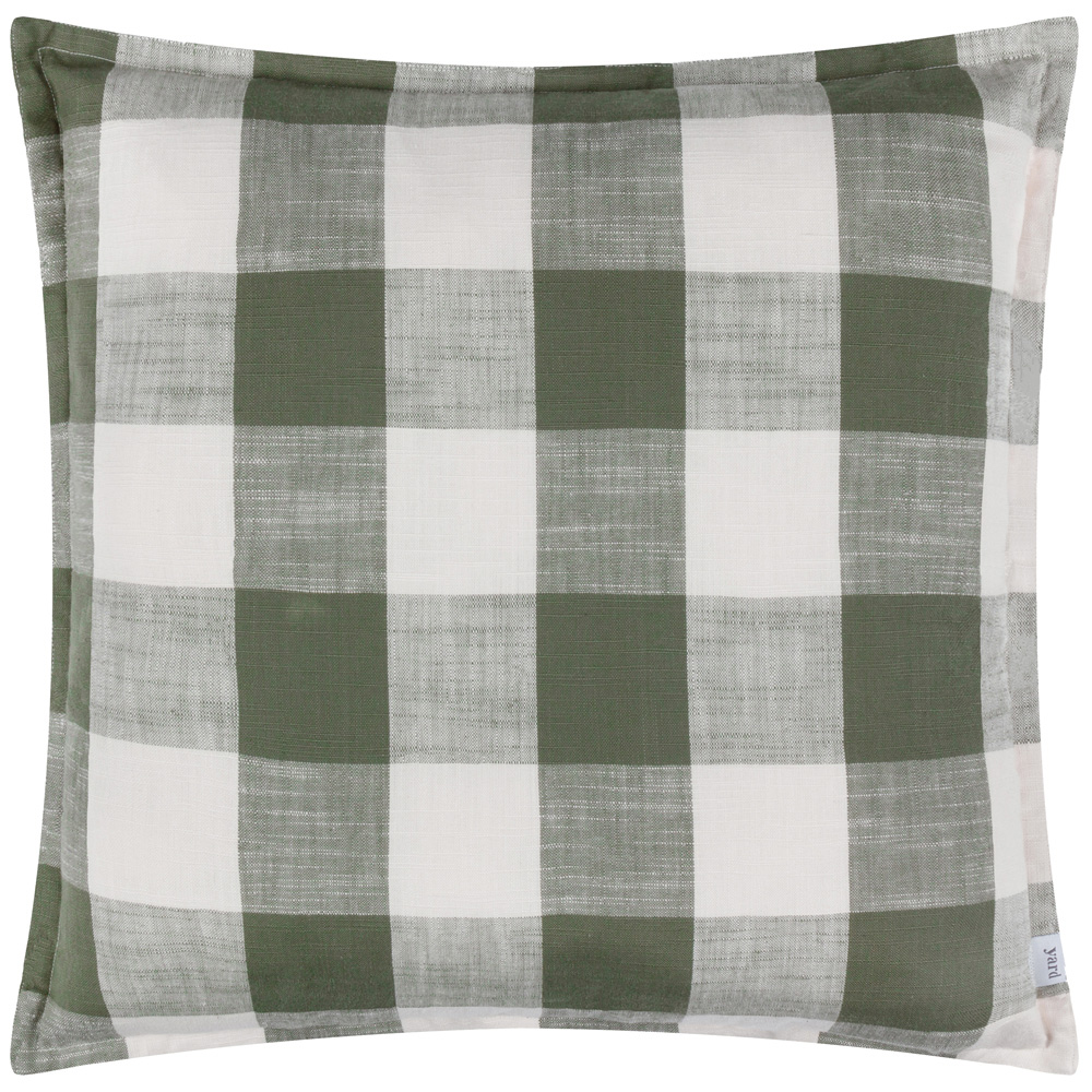 Yard Chesil Green Check Cotton Polyester Filled Outdoor Cushion 45 x 45cm Image 1