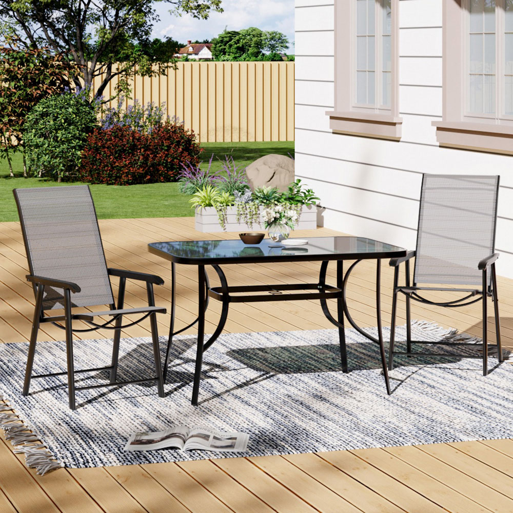 Living and Home Foldable 2 Seater Black Dining Set Image 1
