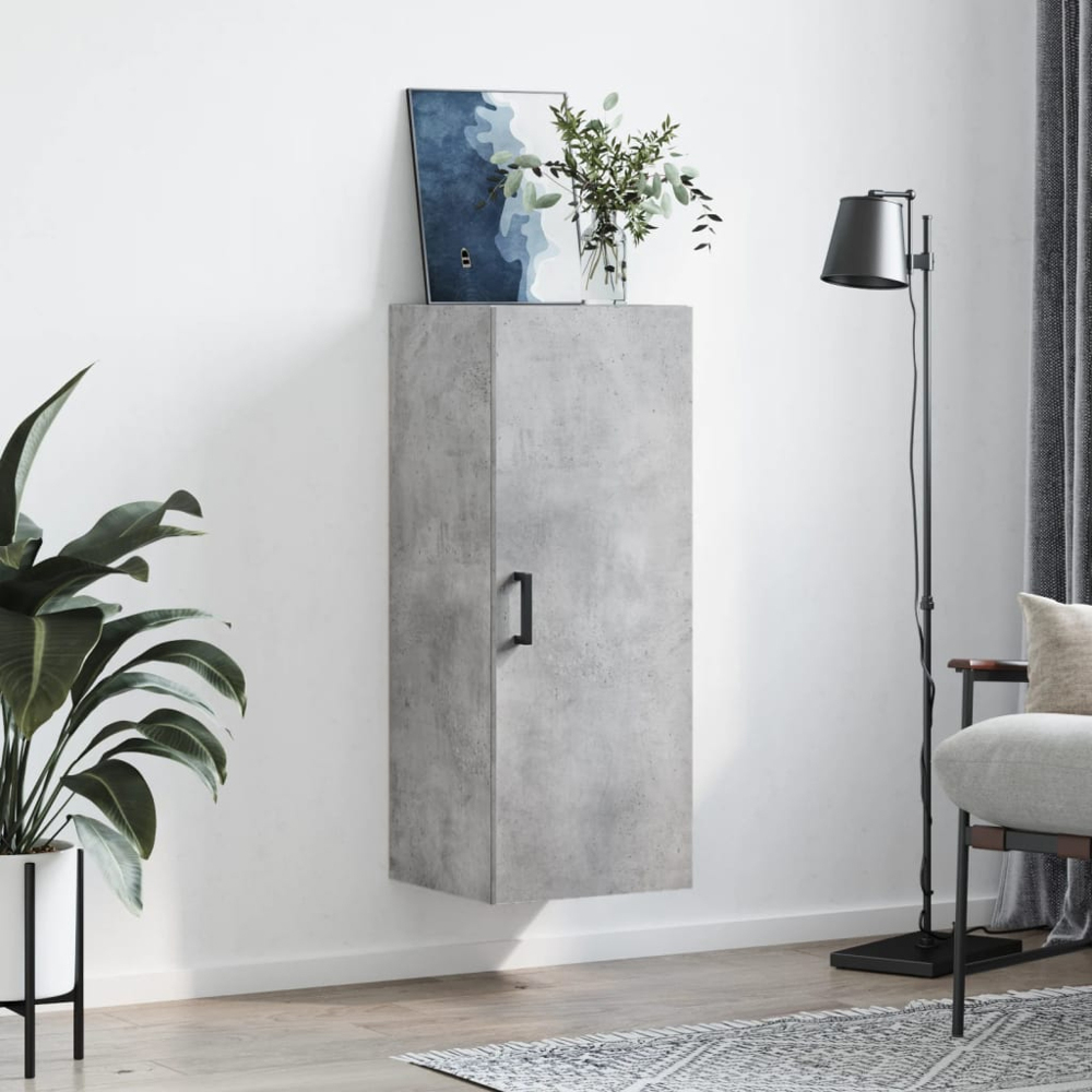 vidaXL Single Door Concrete Grey Wall Mounted Slim Cabinet Image 3