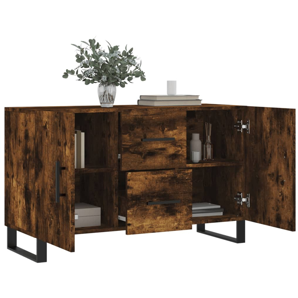 vidaXL 2 Door 2 Drawer Smoked Oak Sideboard Image 4