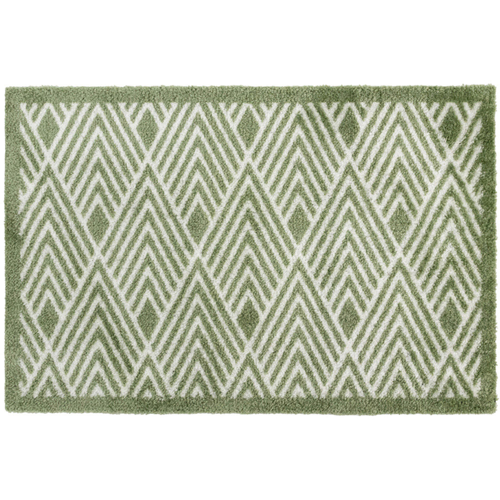 JVL Mega Green Geo Latex Backed Door Mat and Runner Set Image 2