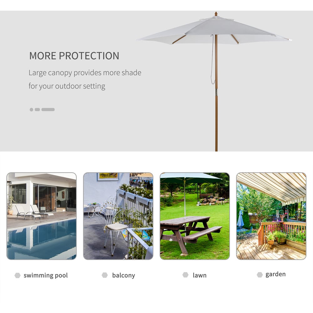 Outsunny White Vented Parasol 2.5m Image 6