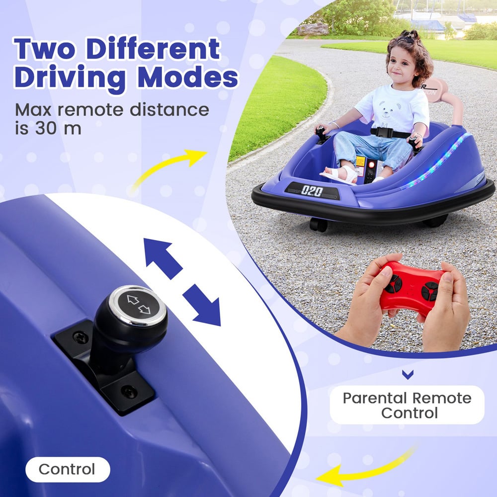 Costway Kids Purple Electric Bumper Car with Spin and Remote Control Image 5