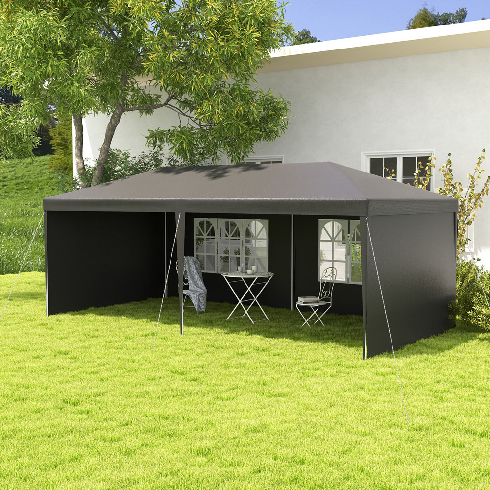 Outsunny 6 x 3m Dark Grey Party Tent with Windows and Side Panels Image 1