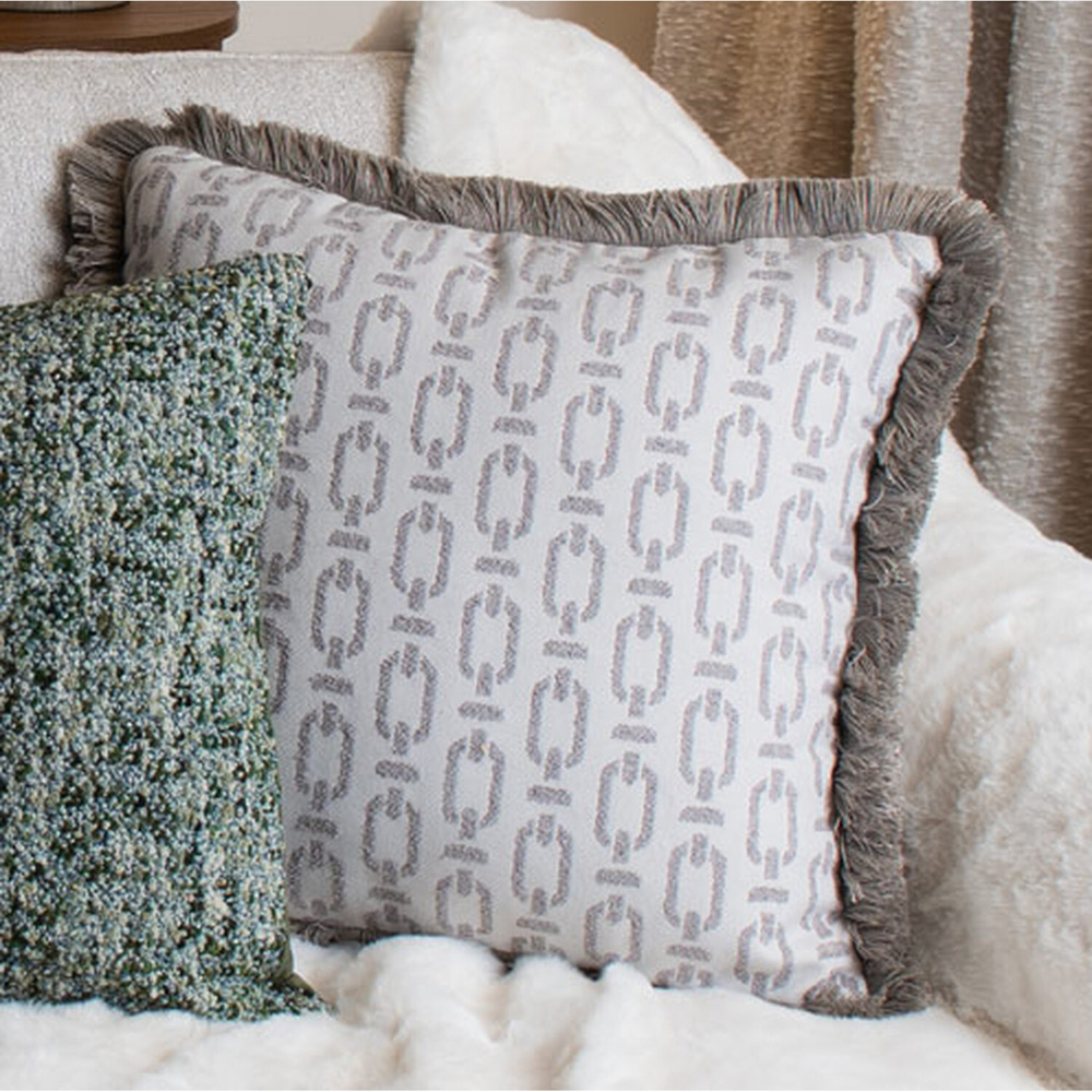 Atticus Chain Link Fringe Cushion Grey Image 2