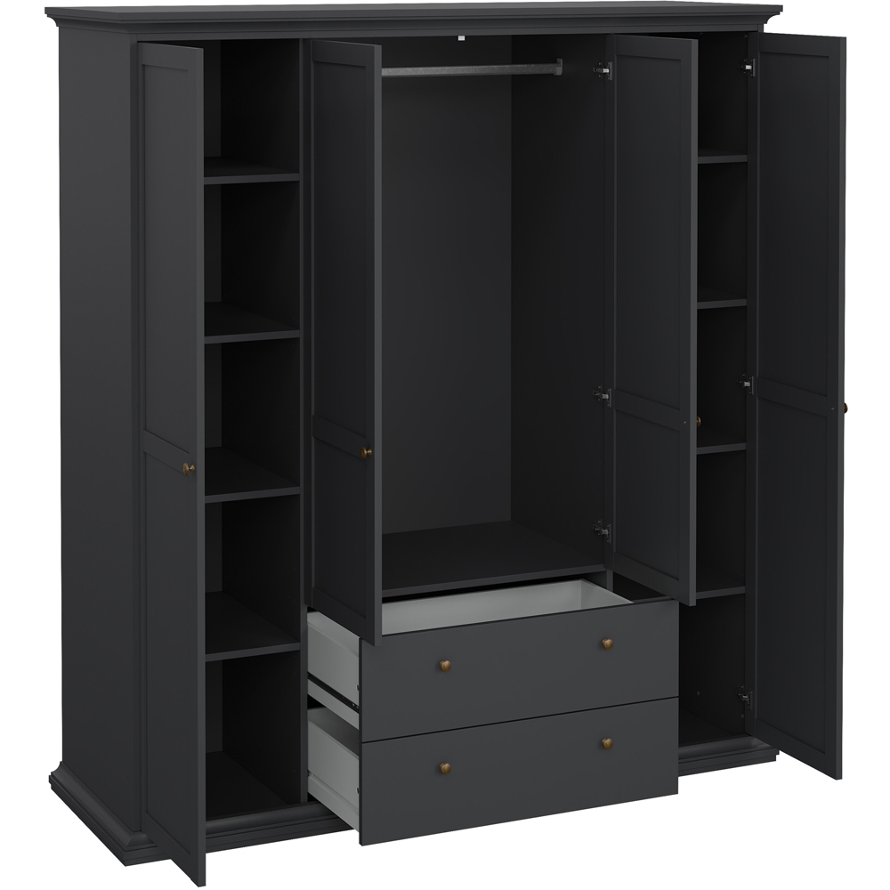 Florence Paris 4 Door 2 Drawer Matt Grey Wardrobe Image 5