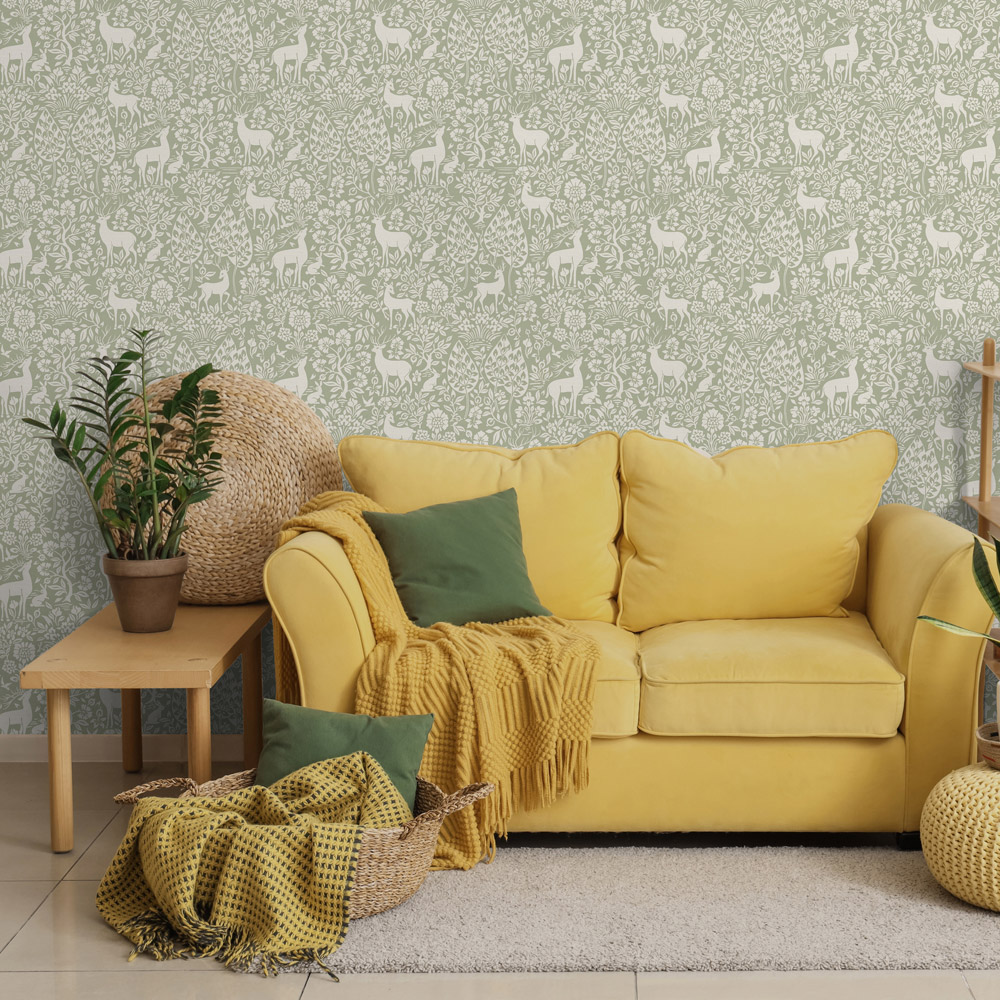 Holden Decor Deer Woods Sage Wallpaper Image 3