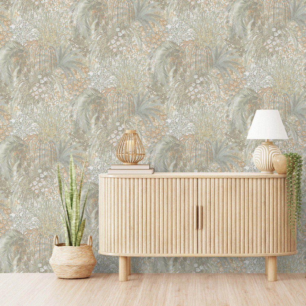 Grandeco Paradise Teal and Orange Wallpaper Image 2