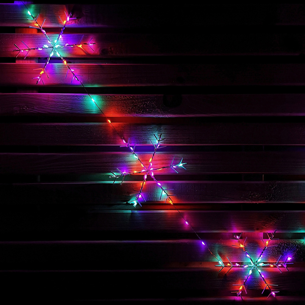 Samuel Alexander 258 Rainbow Snowflake LED Christmas Curtain Light 2.6m 10 Pack Image 3