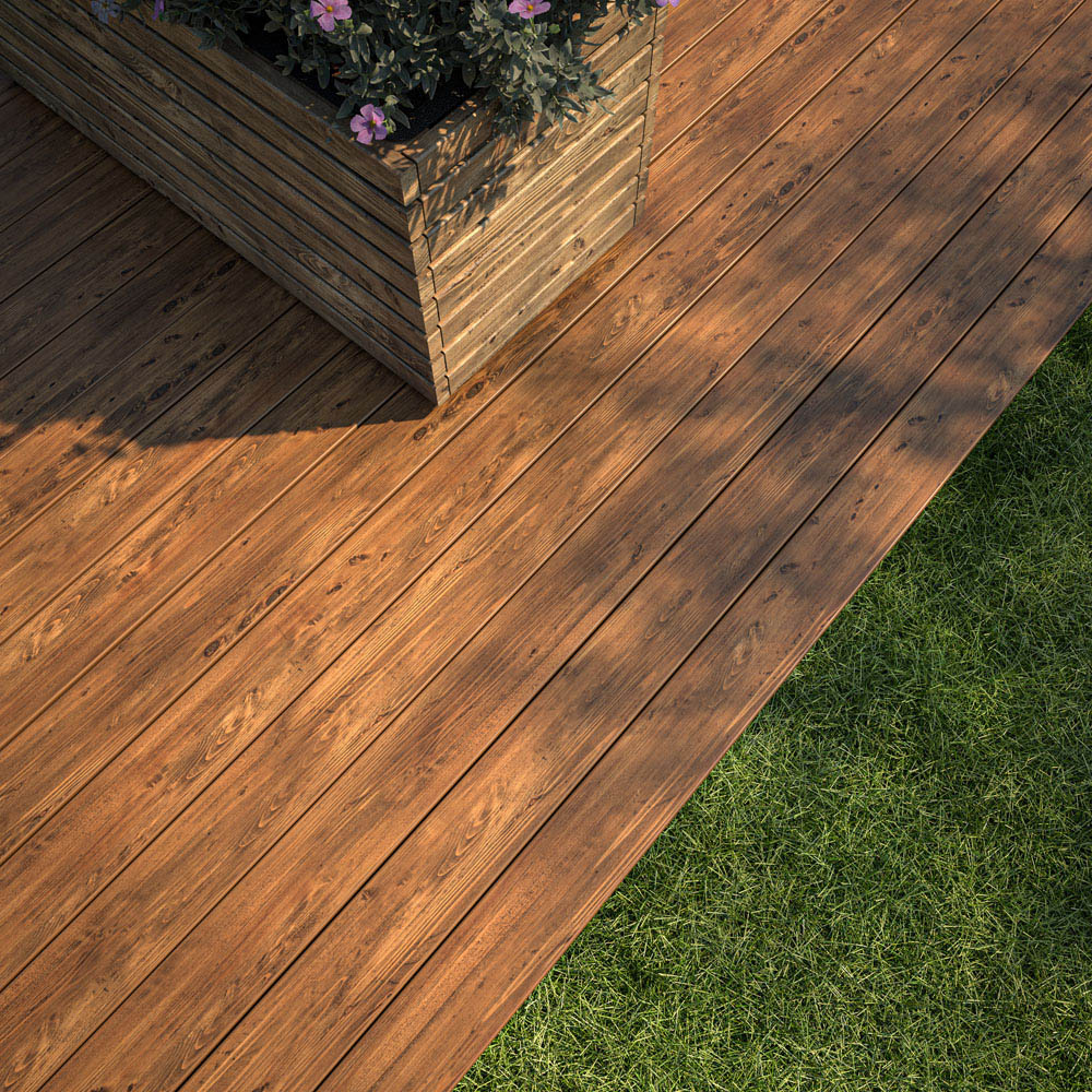 Cerland Lucio Brown Wooden Garden Decking Board 2.4m x 20mm 5 Pack Image 2