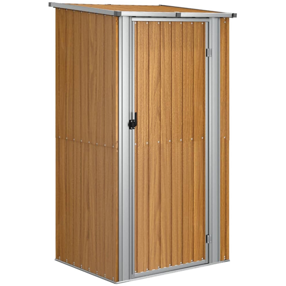 vidaXL 3.9 x 3.2ft Brown Galvanised Steel Pent Garden Shed Image 1