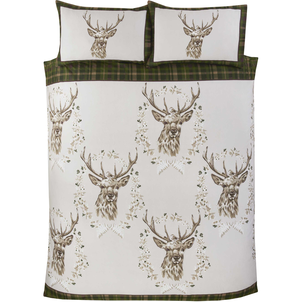 Rapport Home King Size Green Brushed Cotton New Angus Stag Duvet Set Image 3