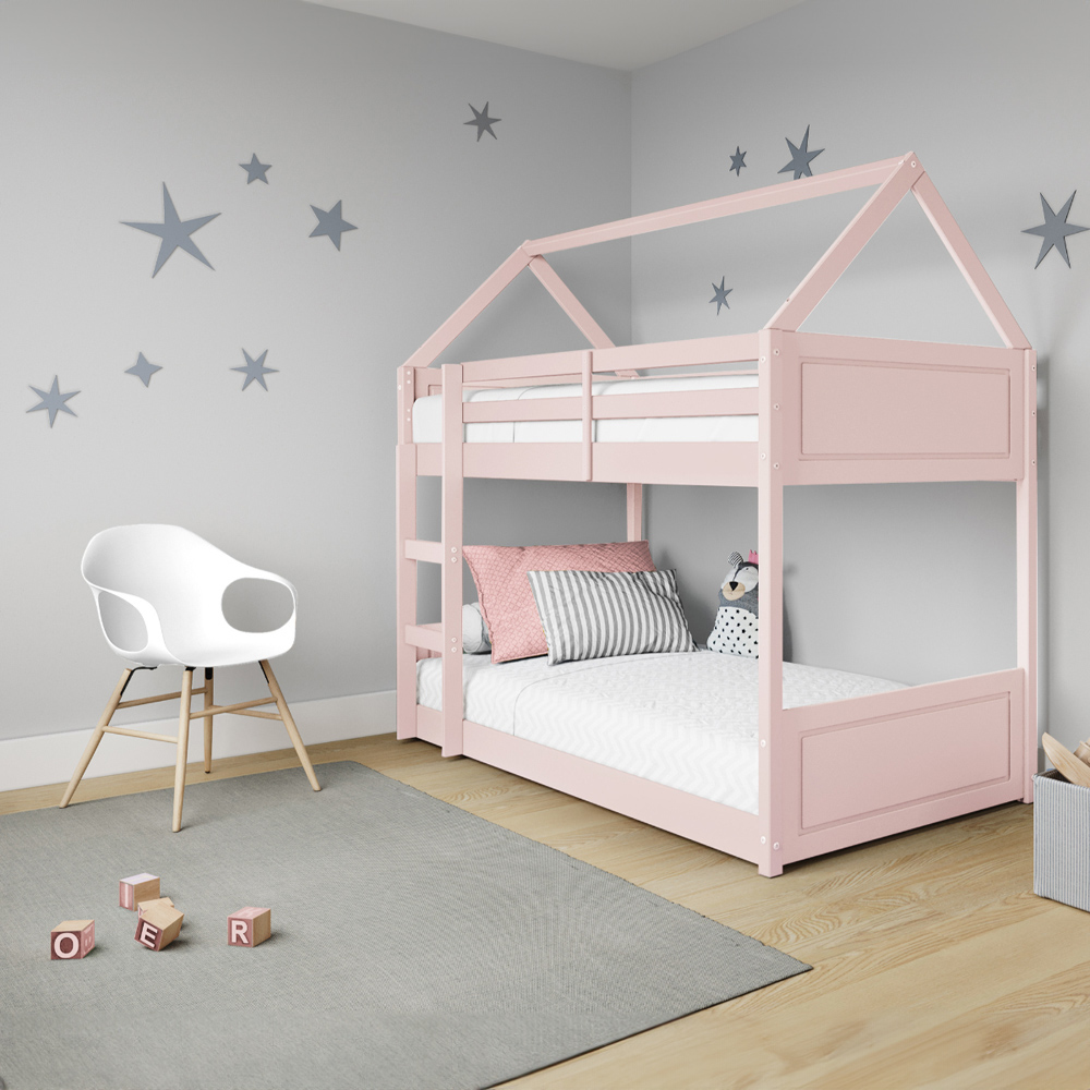 Home Detail Miller Pink Wooden House Bunk Bed Image 8