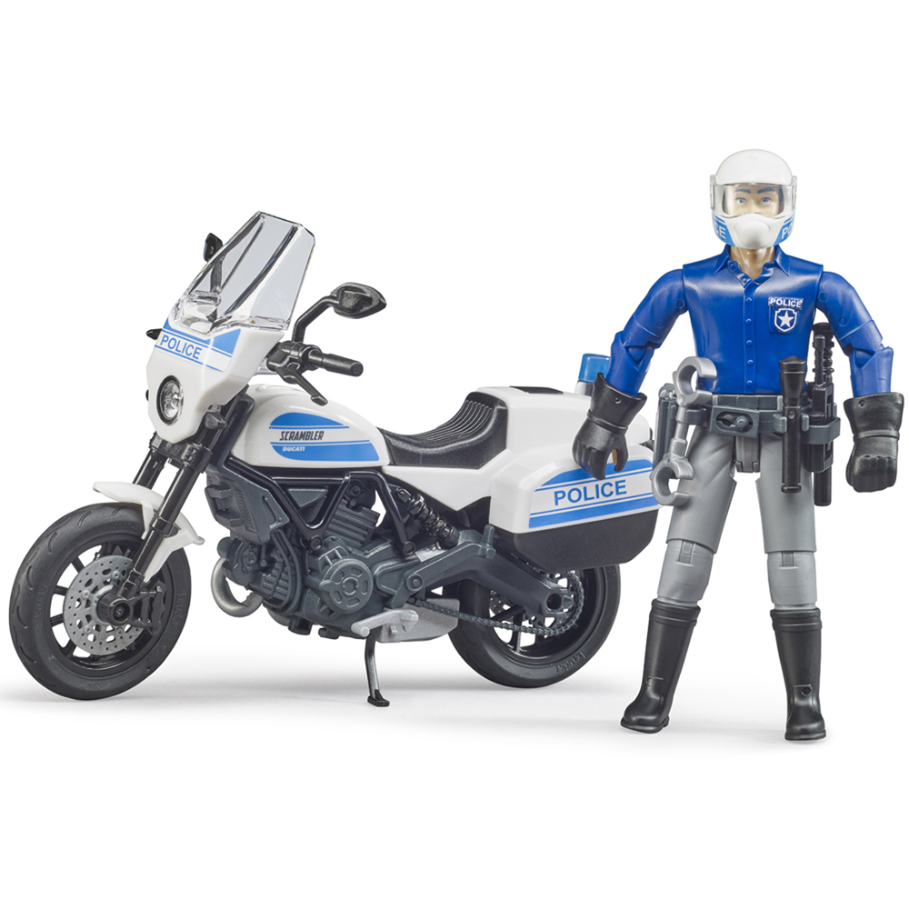 Bruder Kids bworld Scrambler Ducati Police Motorbike and Policeman Playset Model Image 4