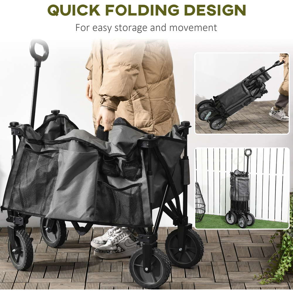 Outsunny Dark Grey Folding Garden Trolley Cart 100kg Image 5