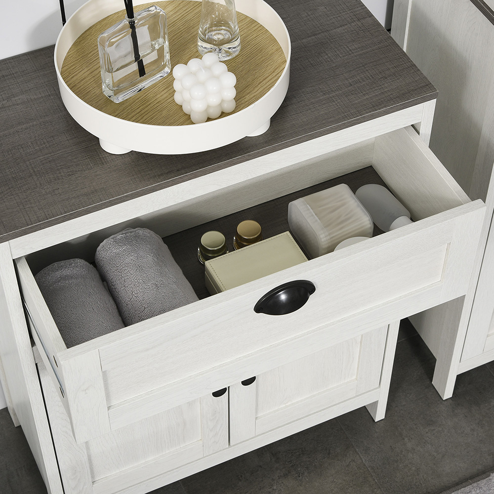 Kleankin White Single Drawer Floor Cabinet Image 7